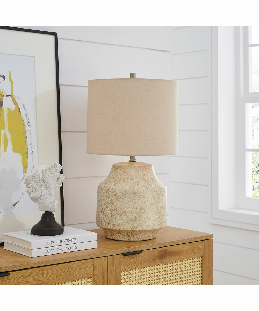 Moira 1-Light Table Lamp Ceramichrome/ Oatmeal Linen Shade - Image 3