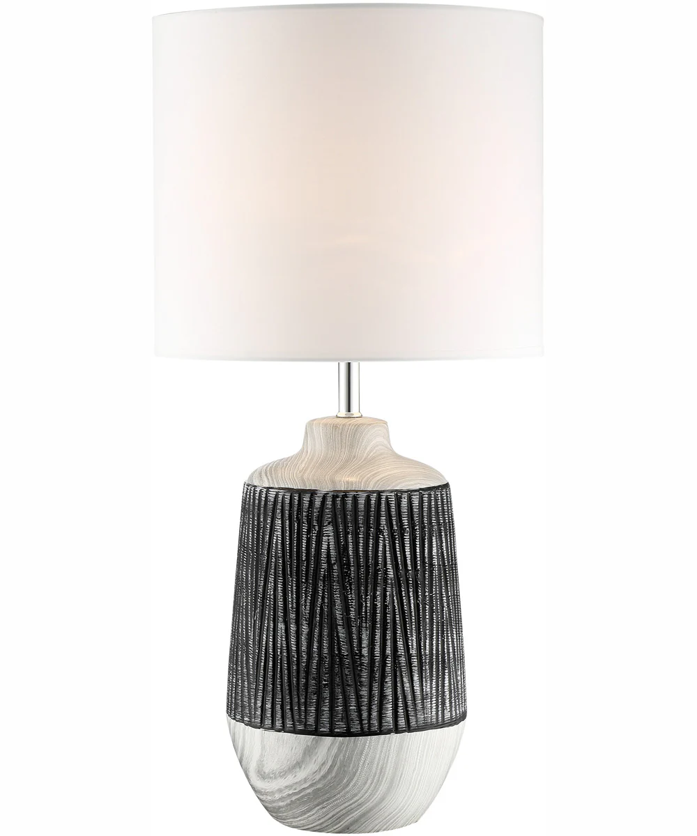 Montana 1-Light Table Lamp Grey Ceramichrome/ White Linen Shade