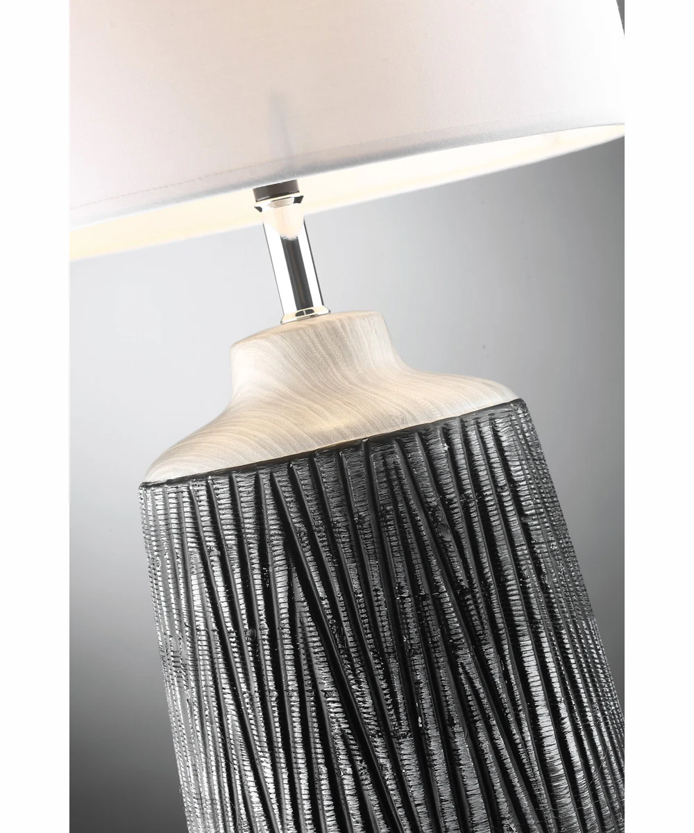 Montana 1-Light Table Lamp Grey Ceramichrome/ White Linen Shade - Image 2