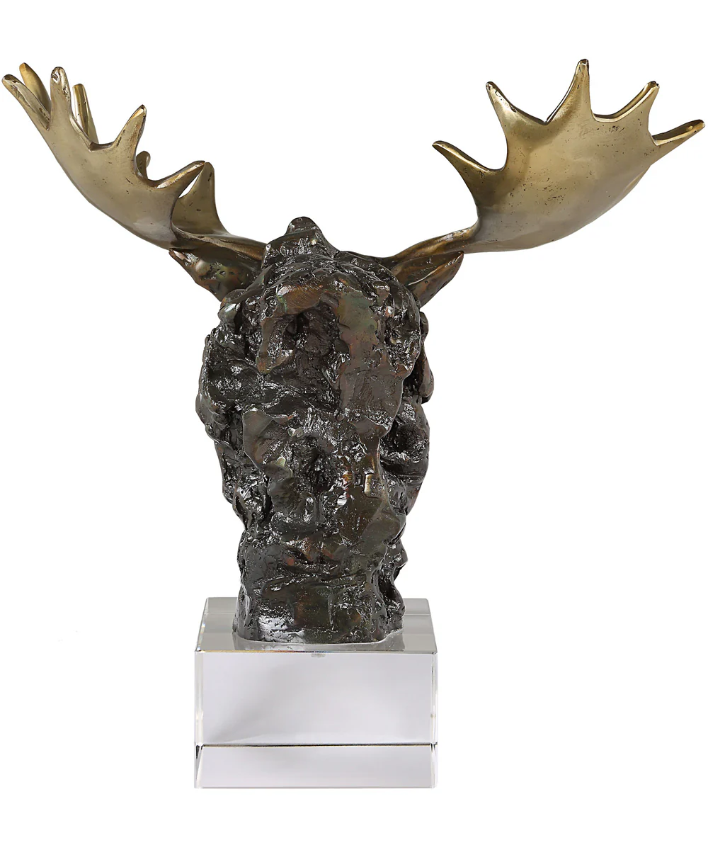 Moose Bust Bronze Sculpture - Image 6