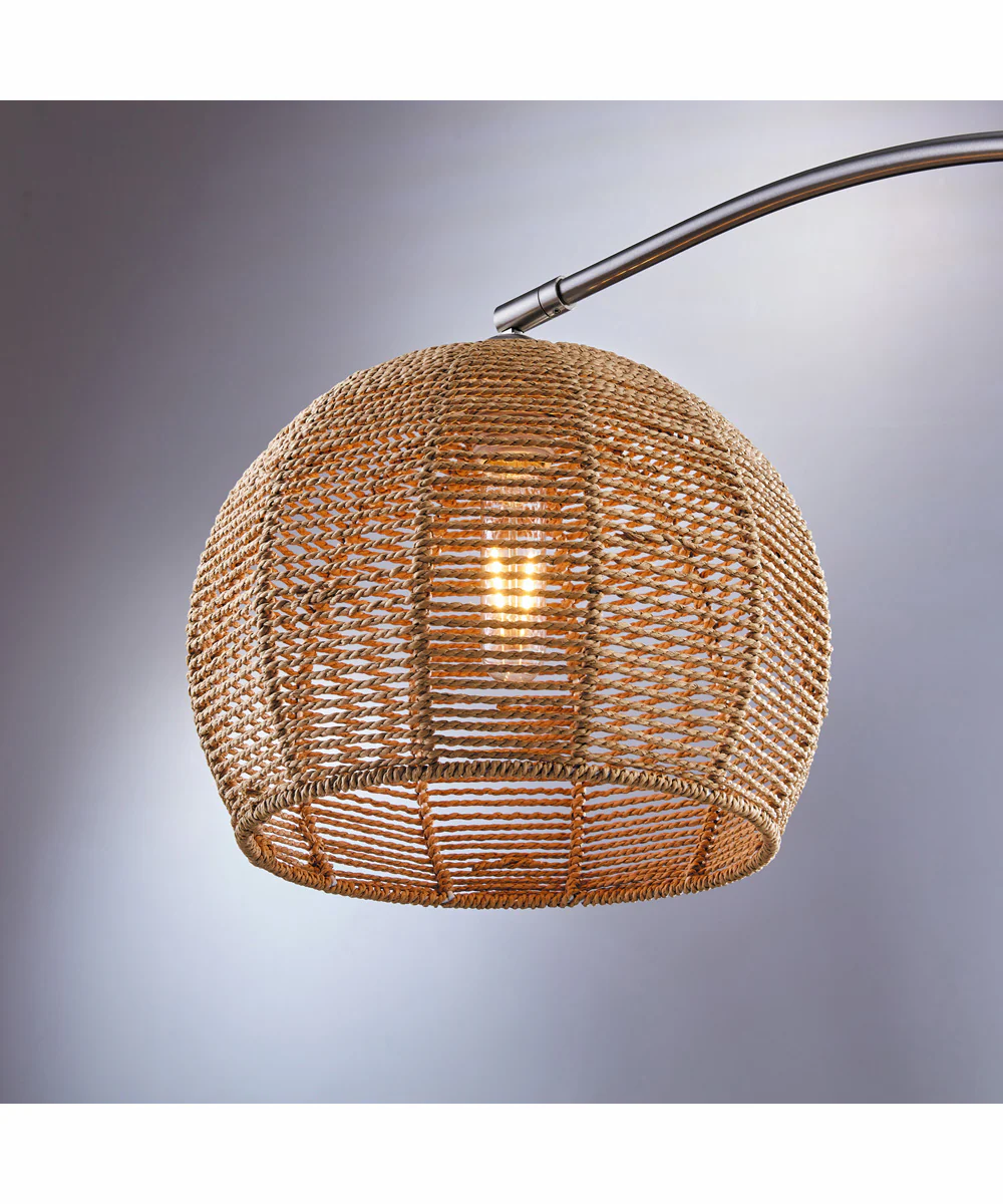 Morley 2-Light 2 Pack-Arch Lamp Brushed Nickel/Rattan Shade - Image 2