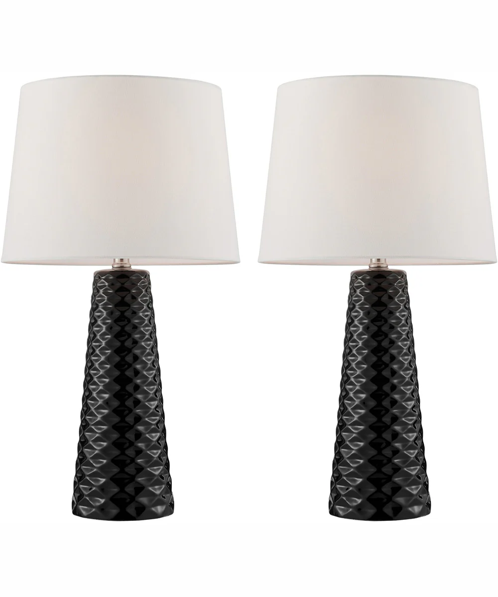 Muriel 2-Light 2 Pack-Table Lamp Black Ceramichrome/ White Linen
