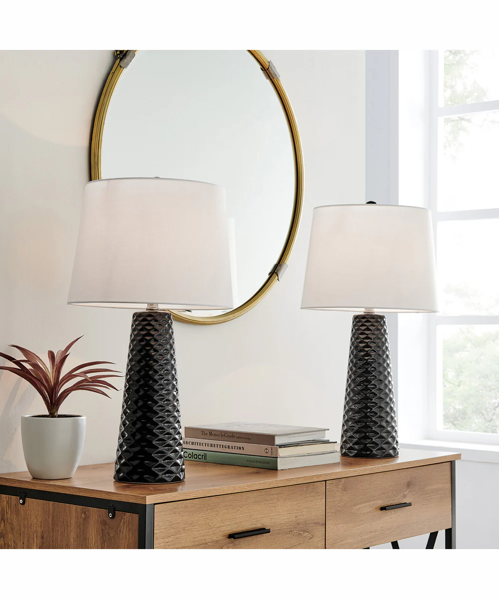 Muriel 2-Light 2 Pack-Table Lamp Black Ceramichrome/ White Linen - Image 3