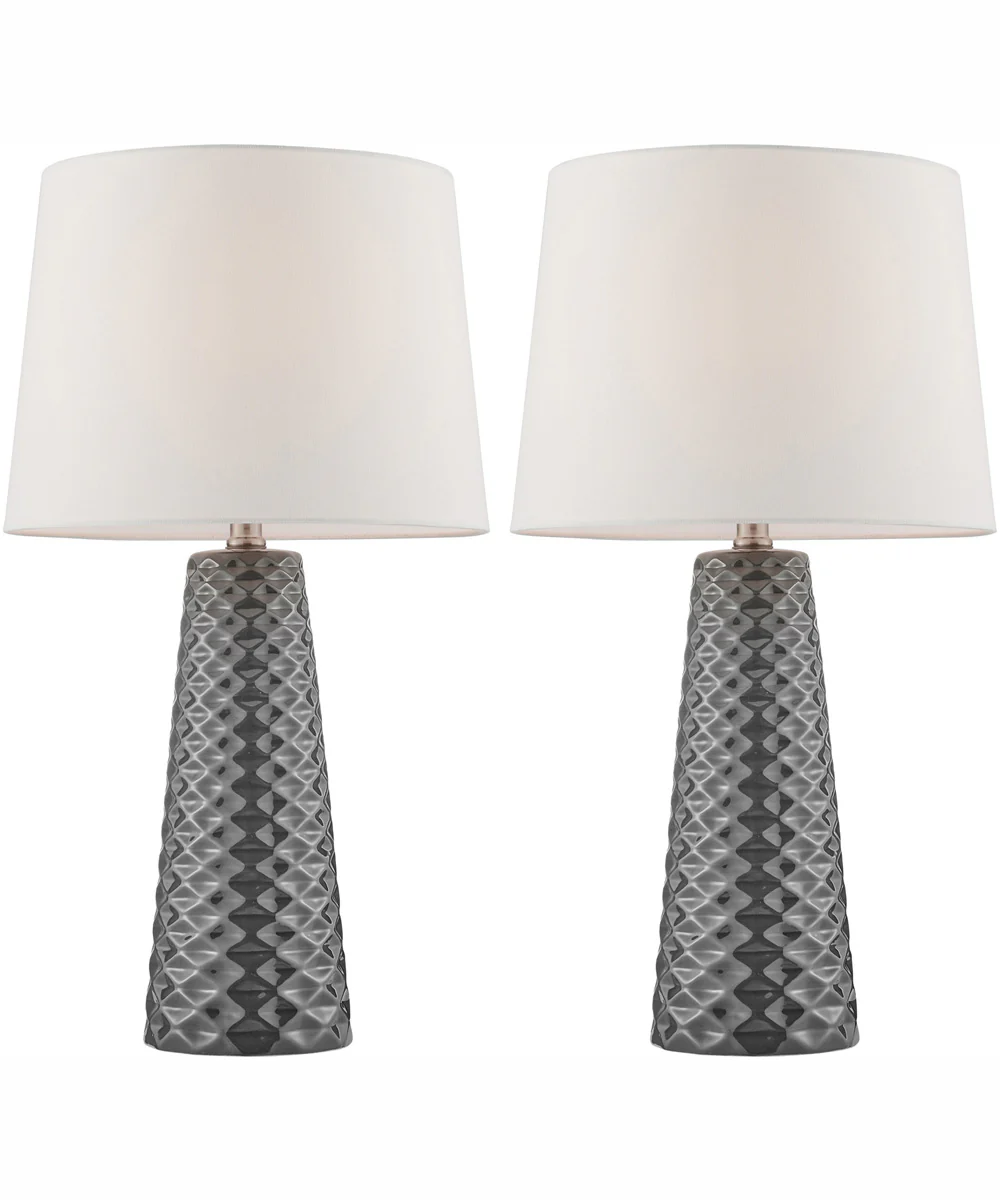Muriel 2-Light 2 Pack-Table Lamp Grey Ceramichrome/ White Linen