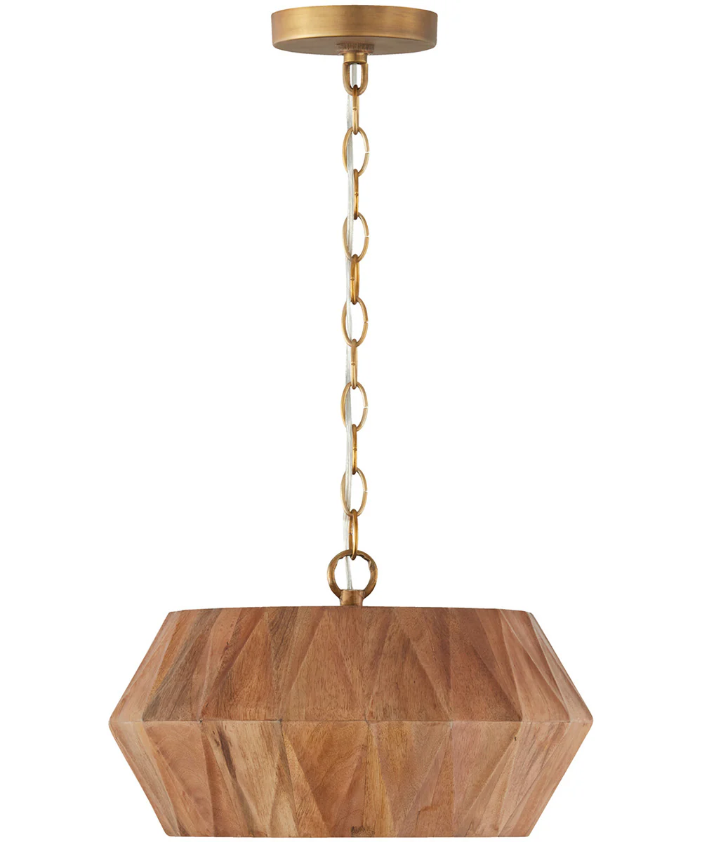 Nadeau 1-Light Semi-Flush Light Wood and Patinaed Brass - Image 2