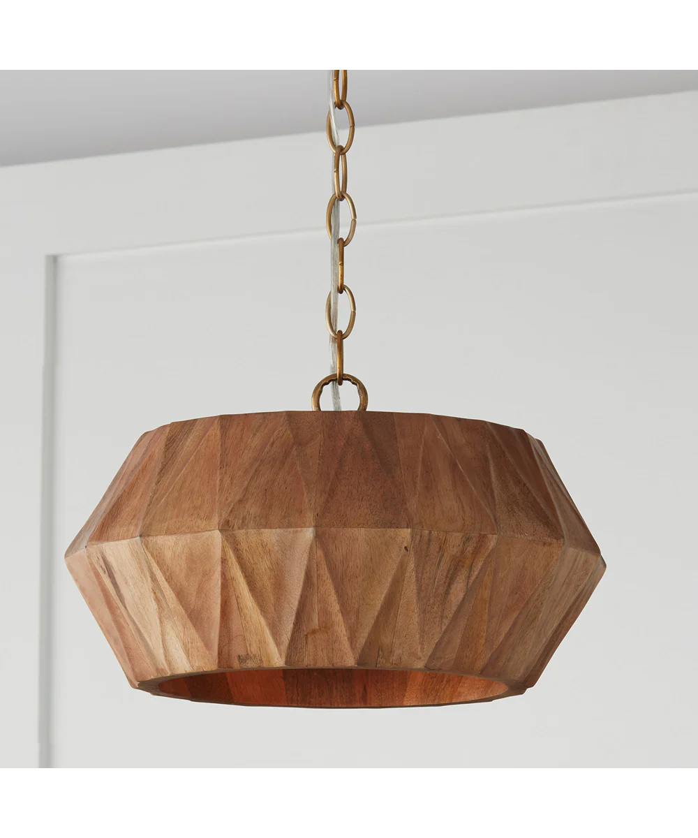 Nadeau 1-Light Semi-Flush Light Wood and Patinaed Brass - Image 3