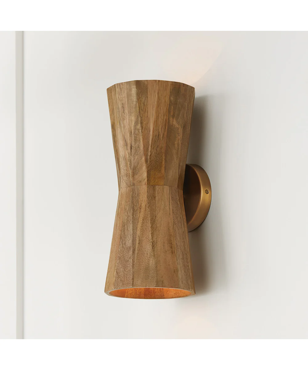 Nadeau 2-Light Sconce Light Wood and Patinaed Brass - Image 2