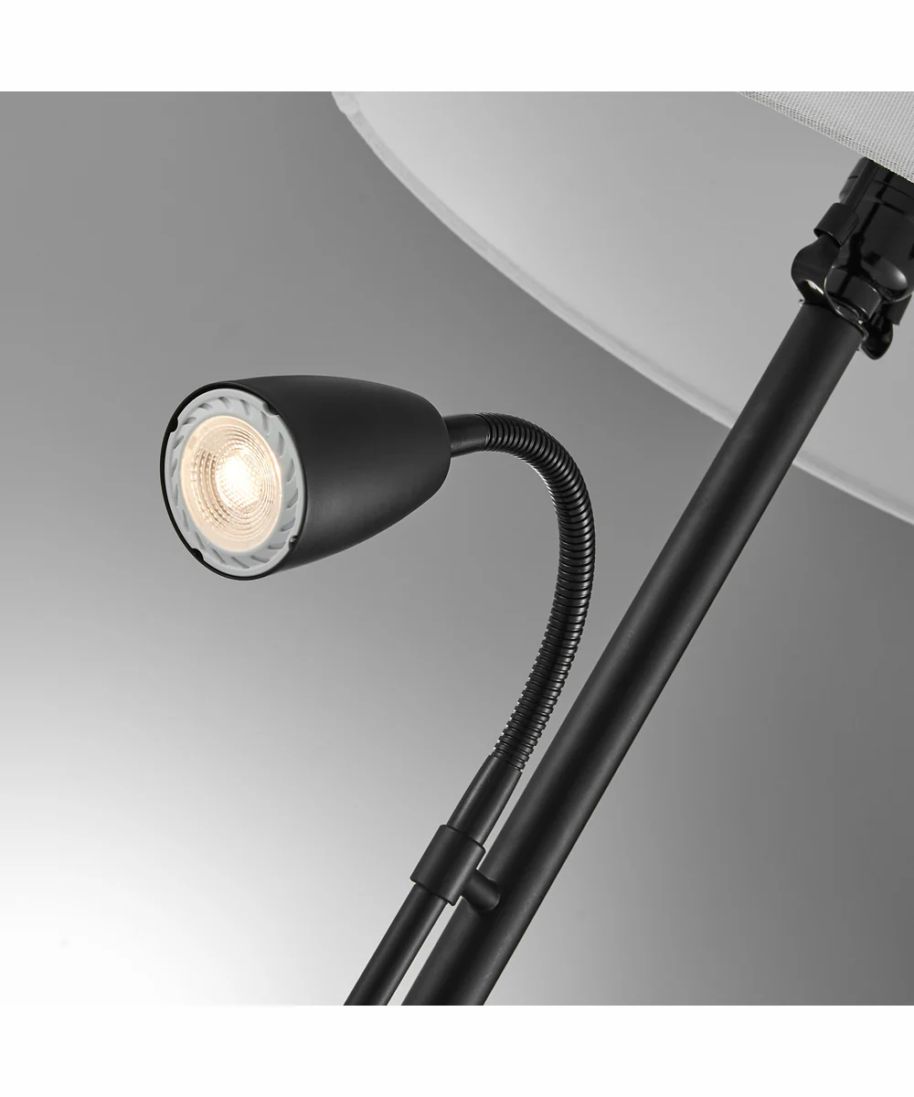 Nanette 1-Light 2 Pack-Table Lamp With Reading Black/White Linen - Image 2