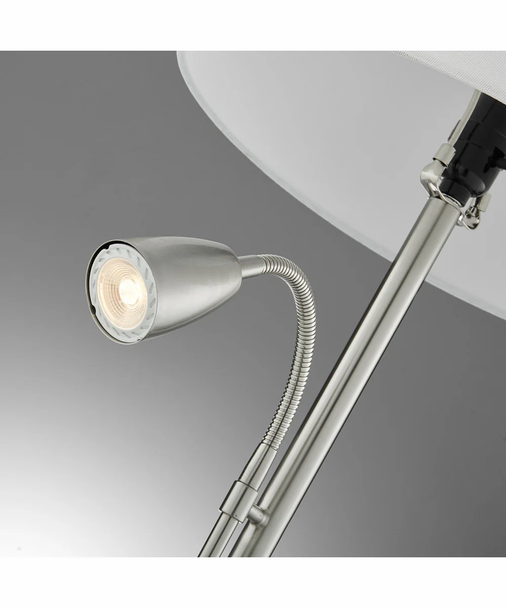 Nanette 1-Light 2 Pack-Table Lamp With Reading Brushed Nickel/White Linen - Image 2