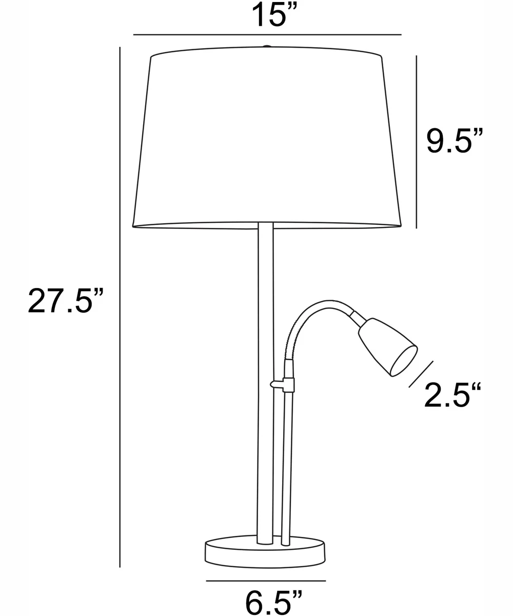 Nanette 1-Light 2 Pack-Table Lamp With Reading Brushed Nickel/White Linen - Image 4
