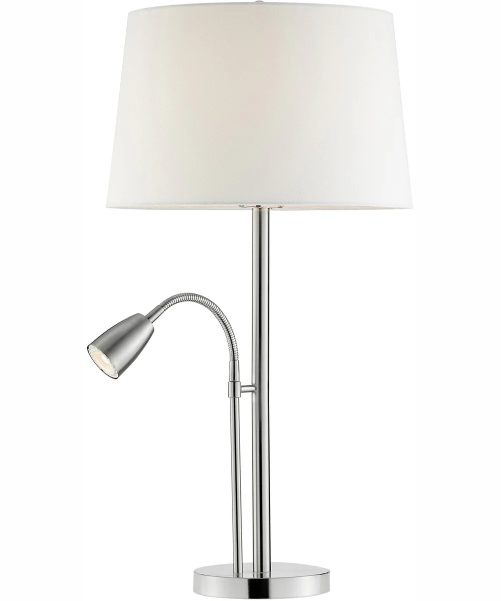 Nanette 1-Light 2 Pack-Table Lamp With Reading Brushed Nickel/White Linen - Image 5
