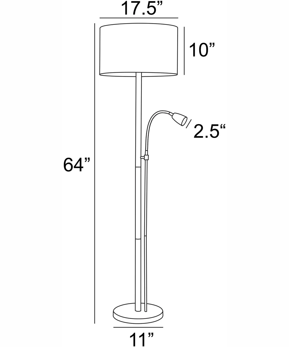 Nanette 1-Light Floor Lamp With Reading Black/Fabric Shade - Image 4