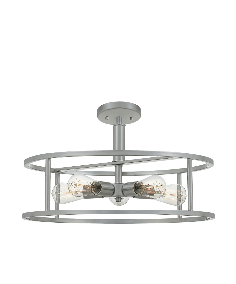 New Harbor 5-light Semi Flush Mount Brushed Nickel - Image 2
