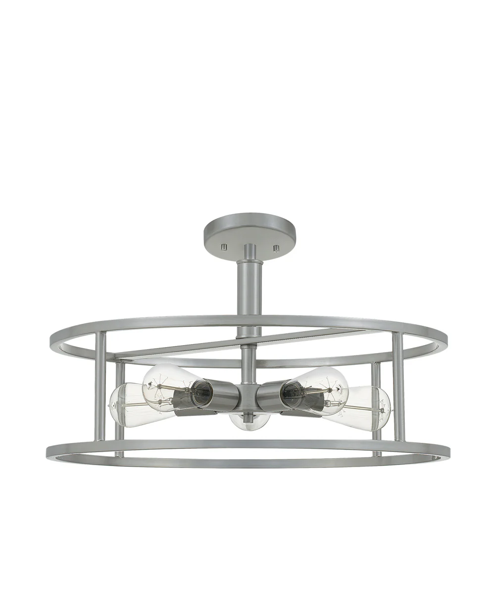 New Harbor 5-light Semi Flush Mount Brushed Nickel - Image 3