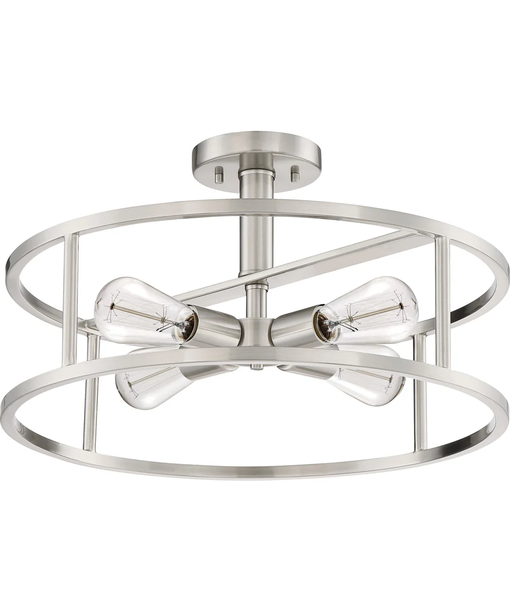 New Harbor Large 4-light Semi Flush Mount Brushed Nickel - Image 3