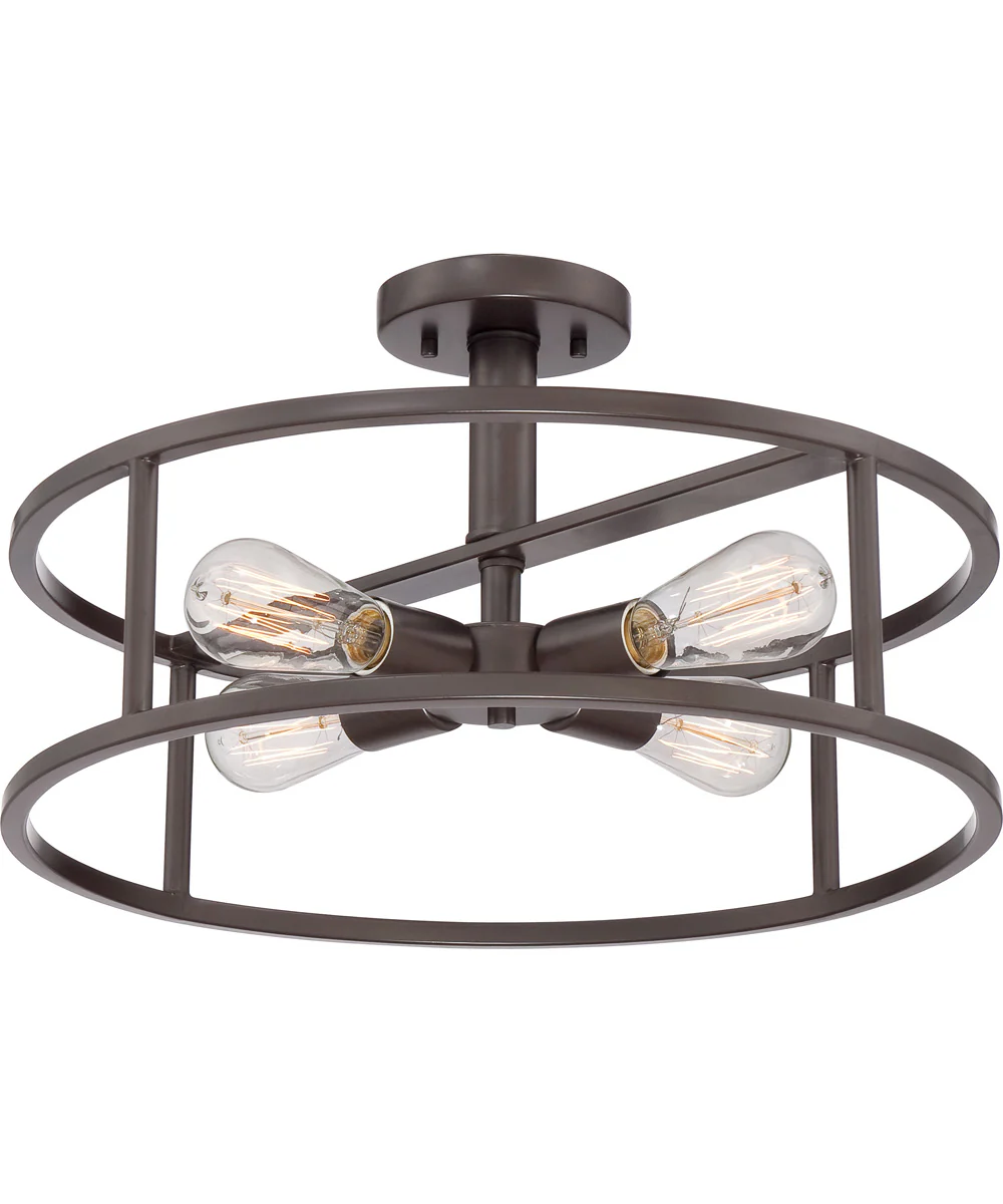 New Harbor Large 4-light Semi Flush Mount Western Bronze - Image 2
