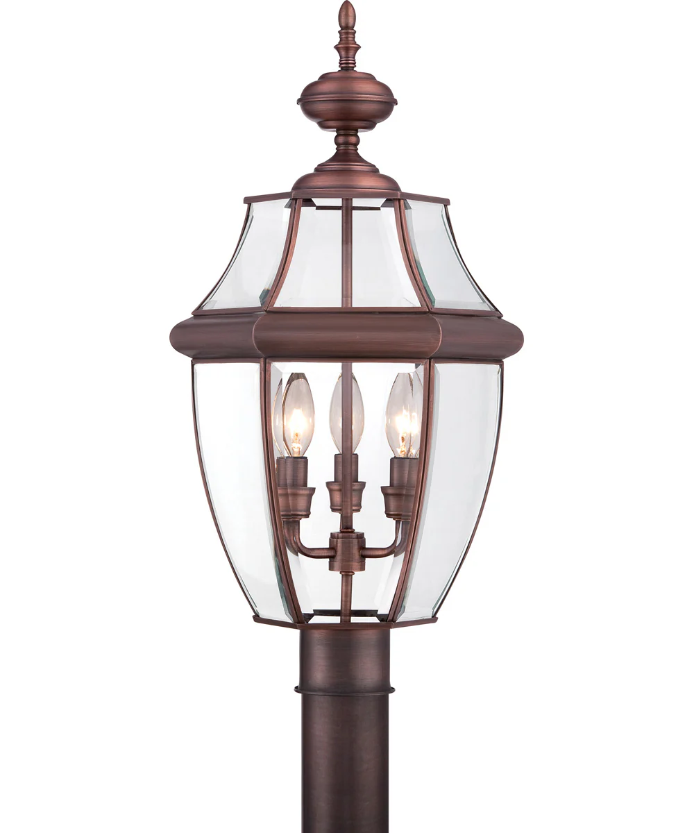 Newbury Large 3-light Outdoor Post Light Aged Copper - Image 2