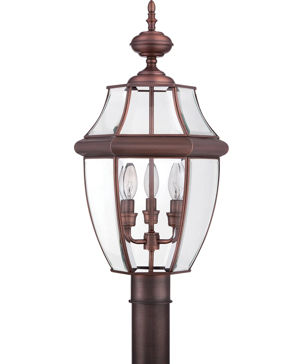 Newbury Large 3-light Outdoor Post Light Aged Copper - Image 3