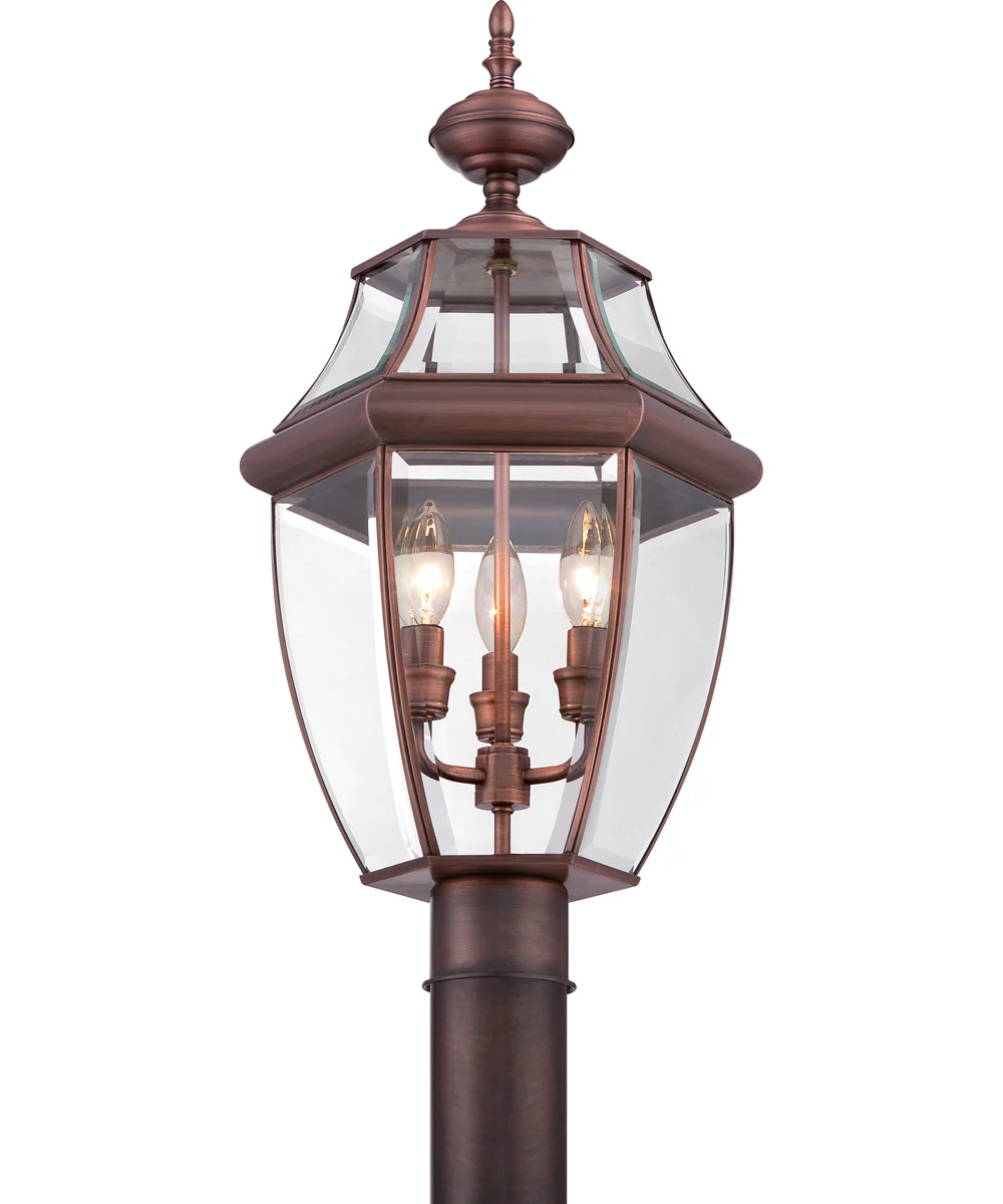 Newbury Large 3-light Outdoor Post Light Aged Copper - Image 4