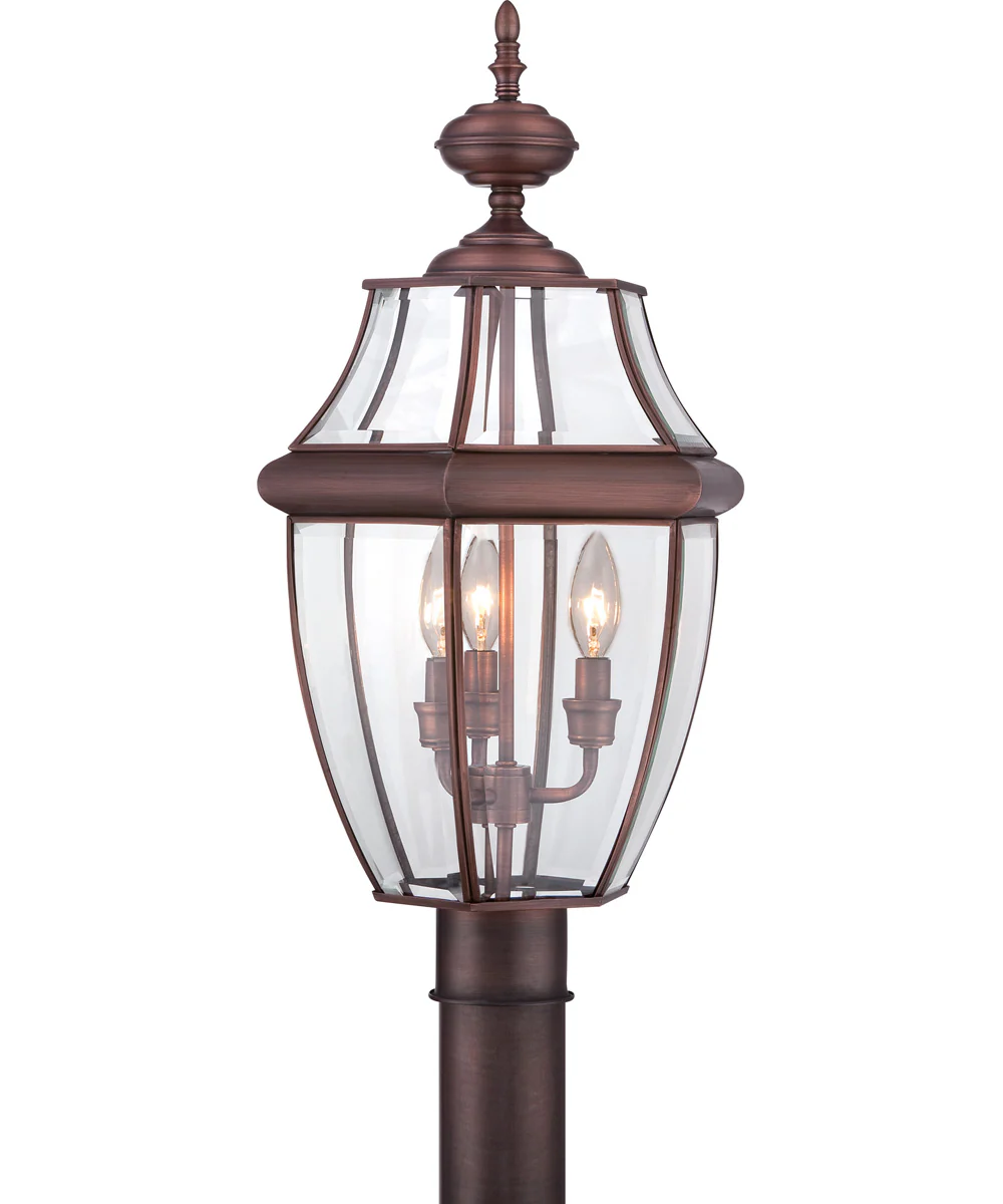 Newbury Large 3-light Outdoor Post Light Aged Copper - Image 5