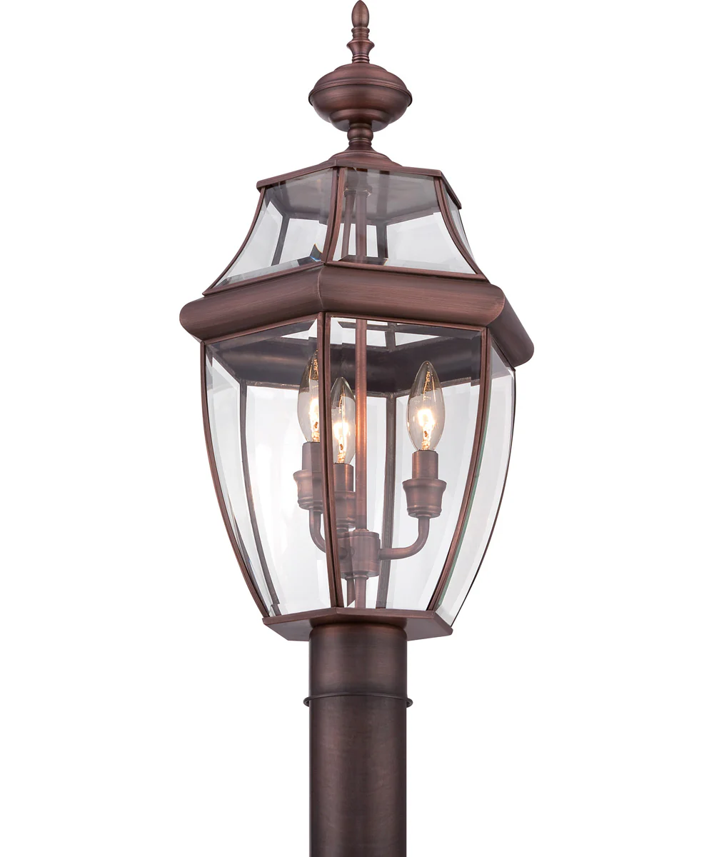 Newbury Large 3-light Outdoor Post Light Aged Copper - Image 6