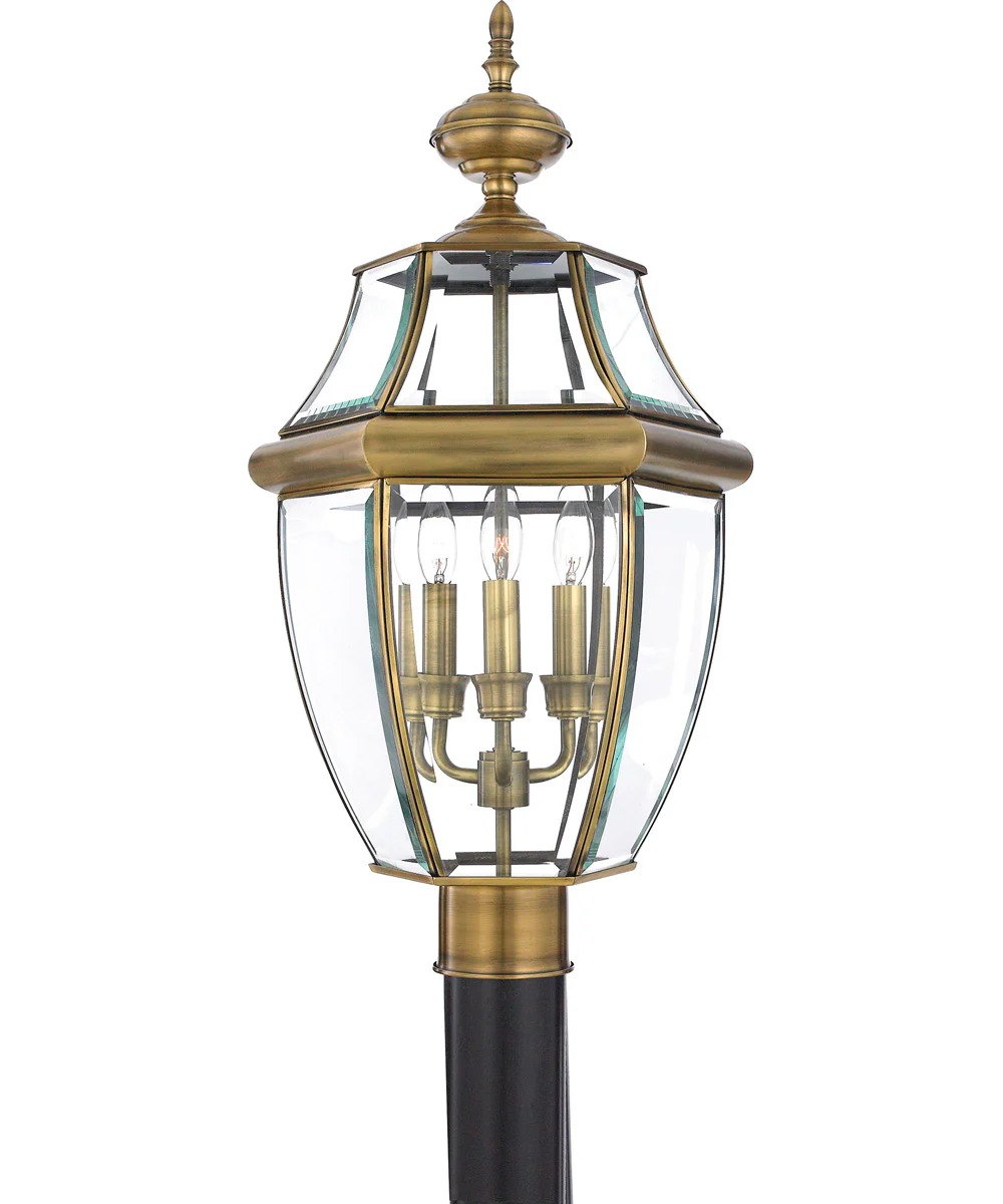 Newbury Large 3-light Outdoor Post Light Antique Brass - Image 2