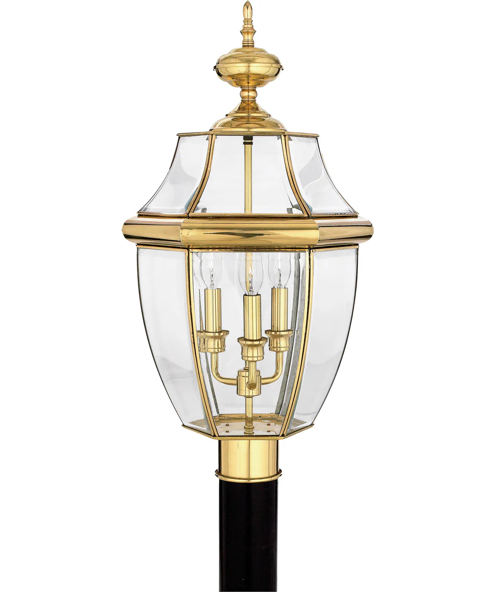 Newbury Large 3-light Outdoor Post Light Polished Brass - Image 2