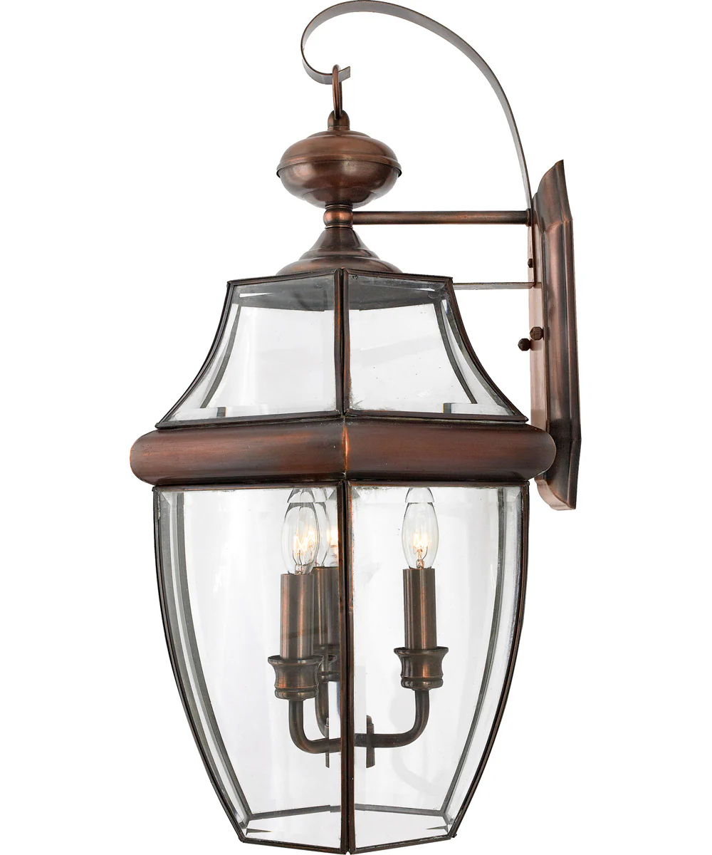 Newbury Large 3-light Outdoor Wall Light Aged Copper - Image 3