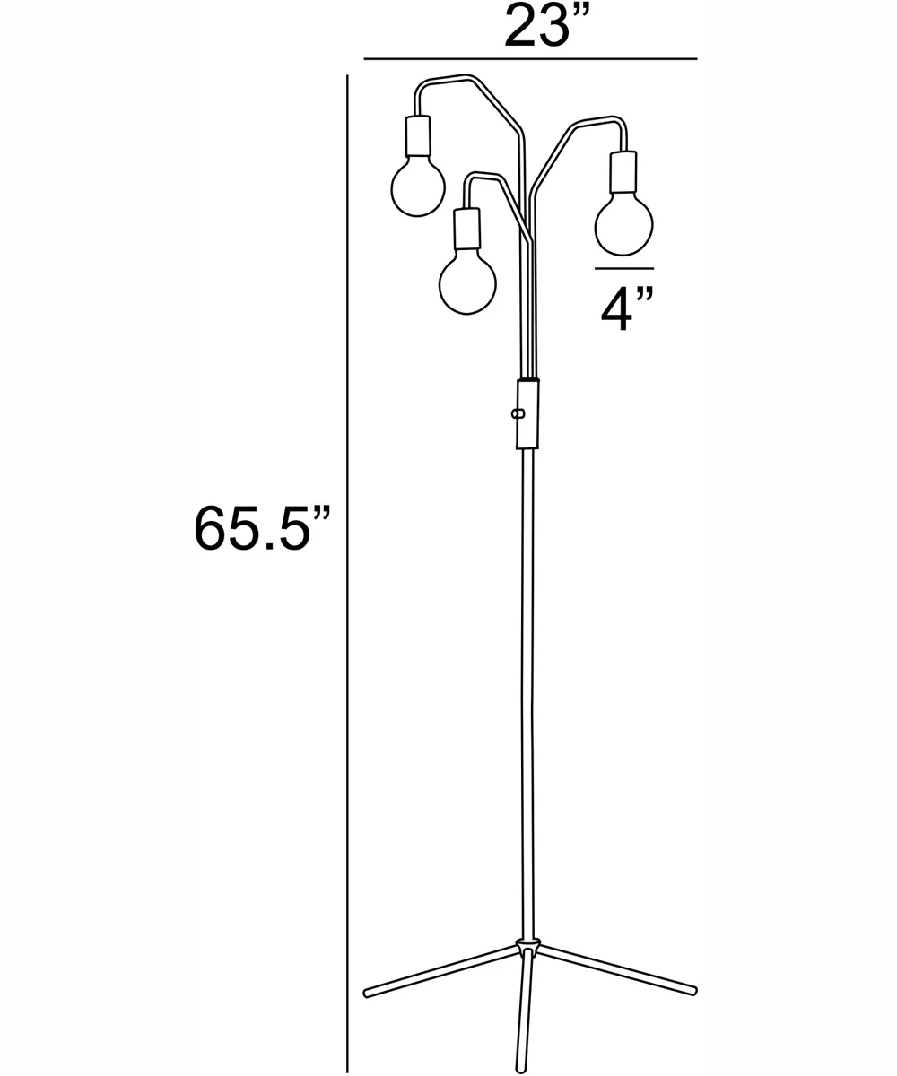 Nilmani 3-Light Floor Lamp Antique Brass/Black - Image 4