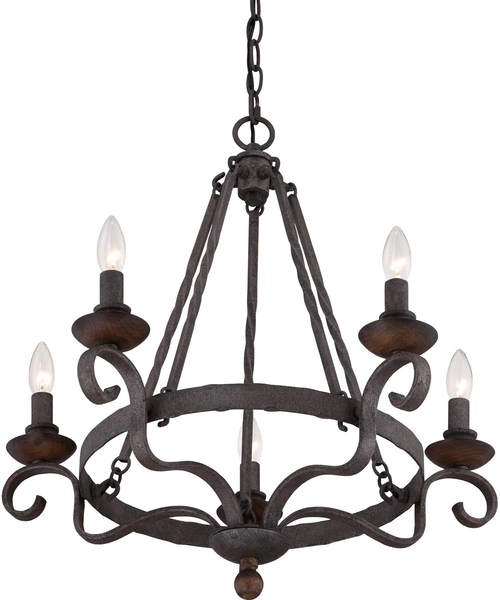 Noble 5-light Chandelier Rustic Black - Image 4