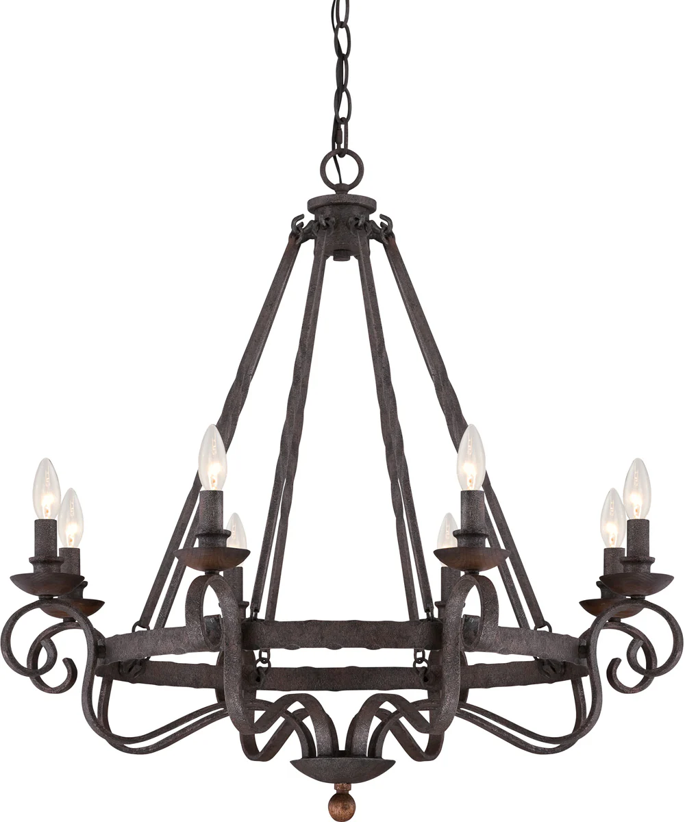 Noble 8-light Chandelier Rustic Black - Image 2
