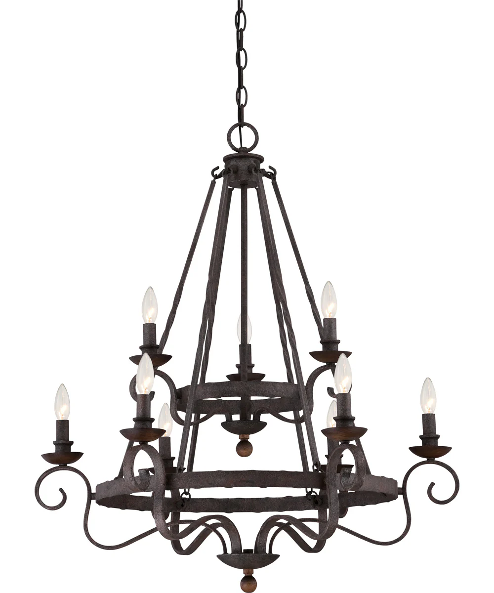 Noble 9-light Chandelier Rustic Black - Image 2