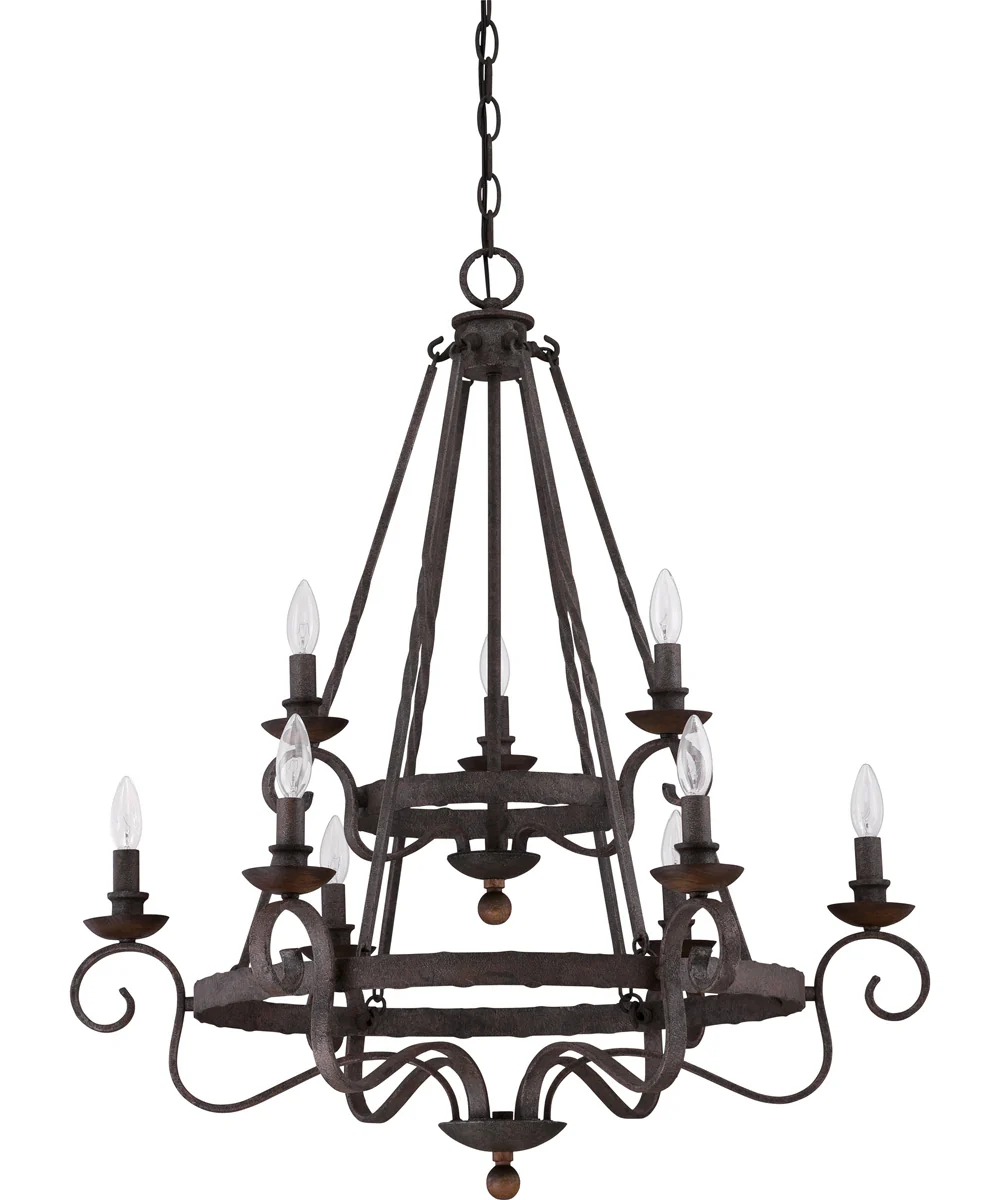 Noble 9-light Chandelier Rustic Black - Image 3