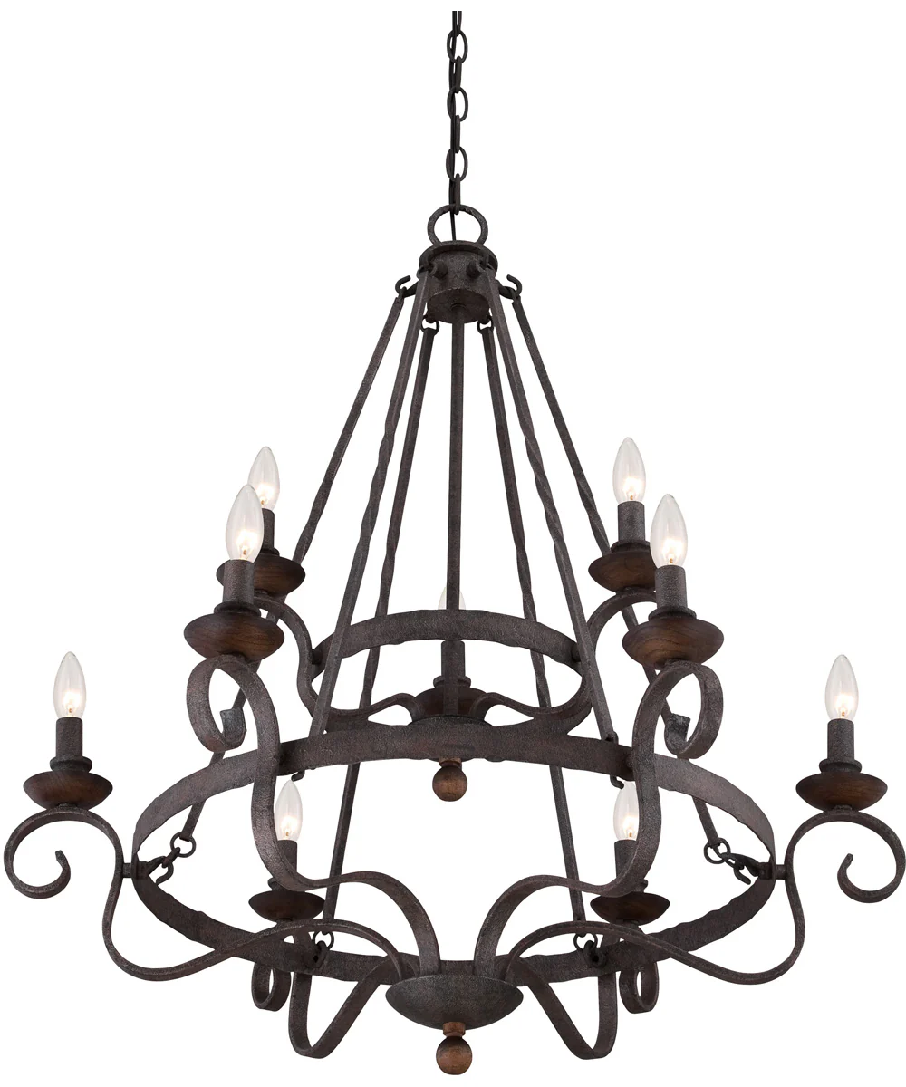 Noble 9-light Chandelier Rustic Black - Image 4