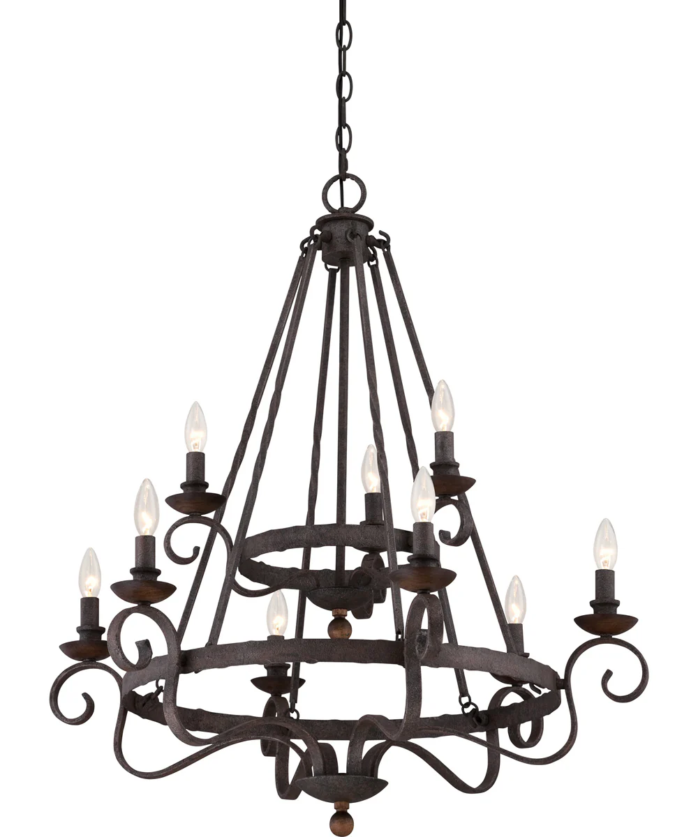 Noble 9-light Chandelier Rustic Black - Image 5