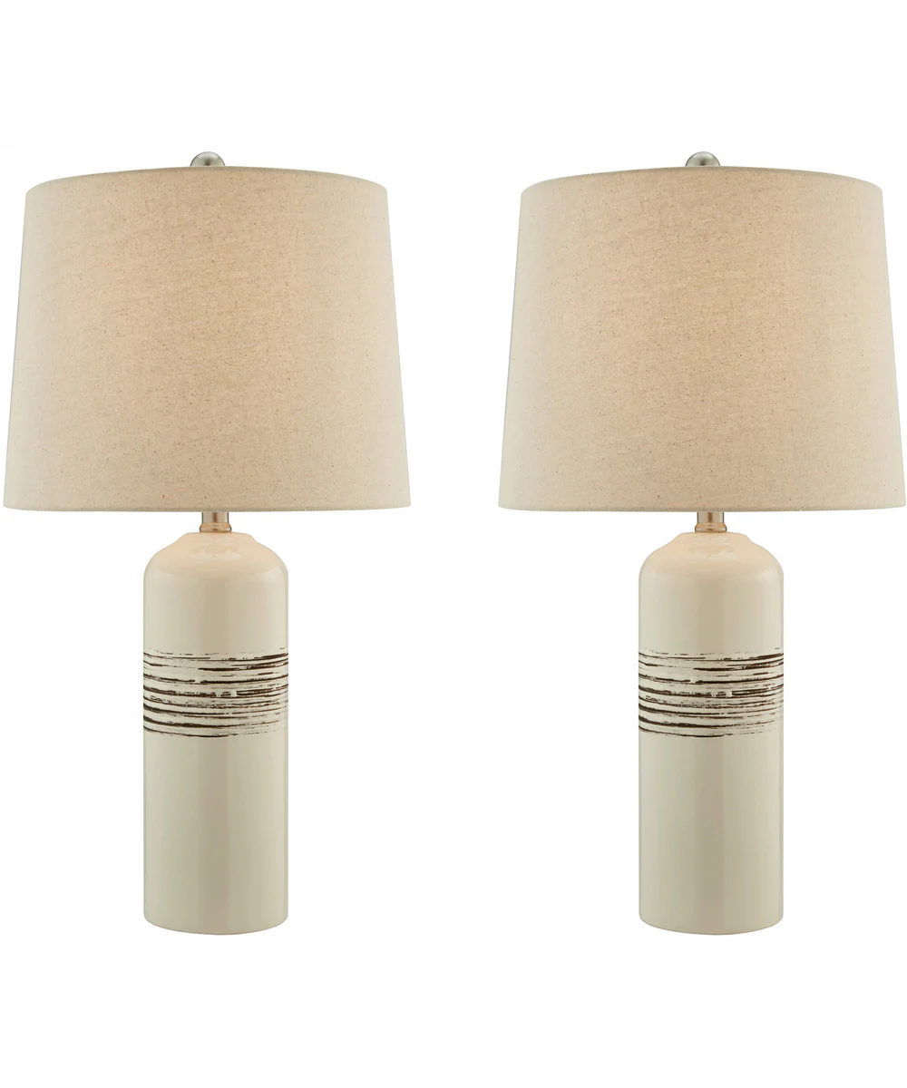 Noelle 1-Light 2 Pack-Table Lamp Ceramichrome/ Oatmeal Linen Shade