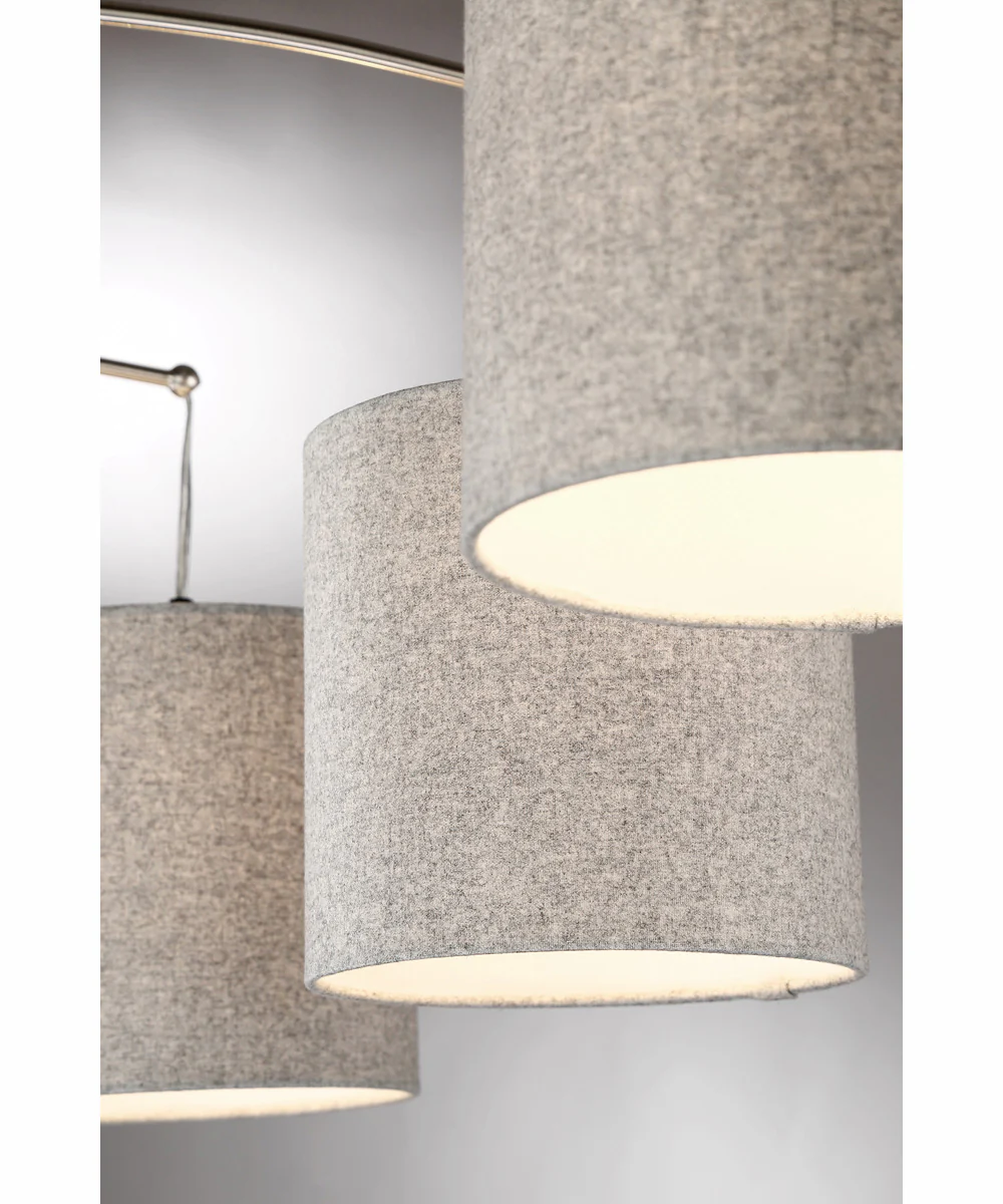 Norlan 3-Light 3-Light Arch Lamp Brushed Nickel/Grey Fabric Shade - Image 2