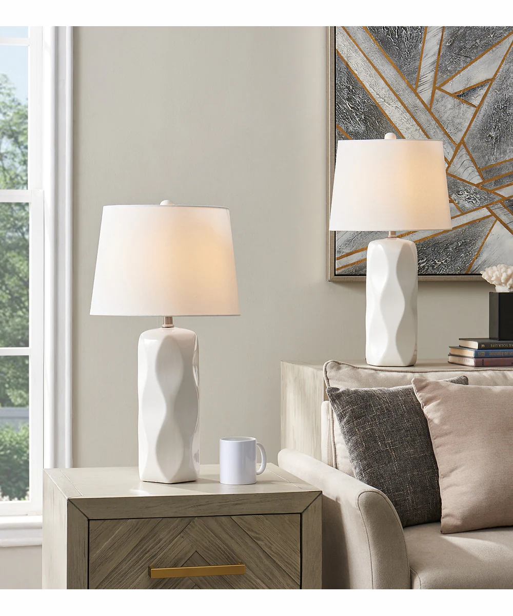 Odelia 2-Light 2 Pack-Table Lamp White Ceramichrome/ White Linen - Image 2