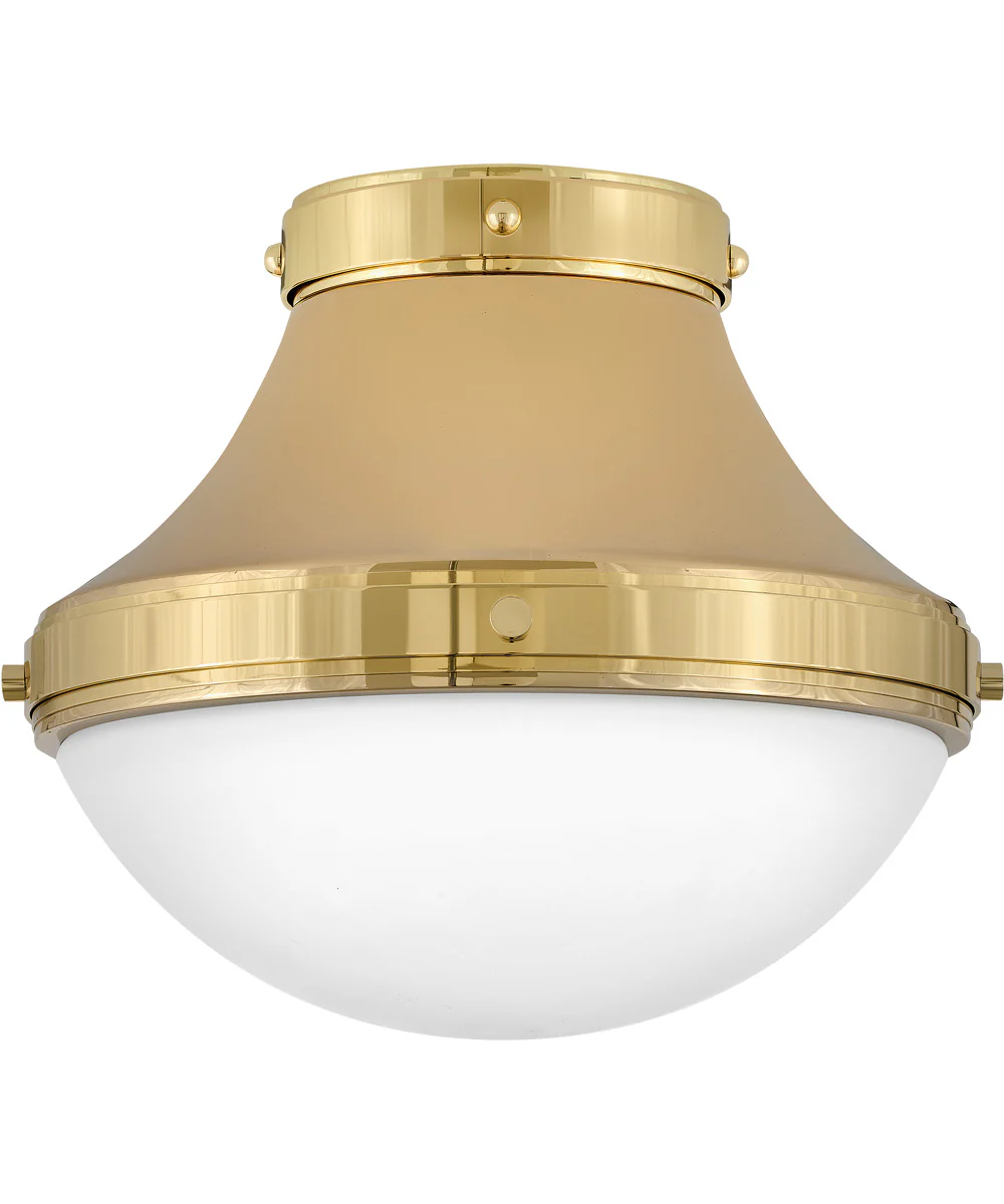 Oliver 1-Light Small Flush Mount in Bright Brass