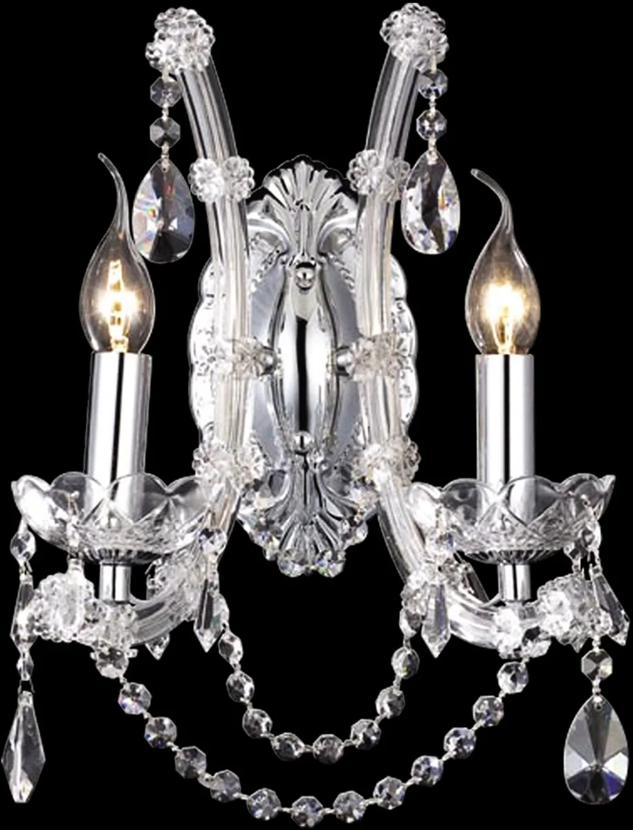 OPEN BOX 11w 2-Light Crystal Wall Sconce Polished Chrome - Image 2