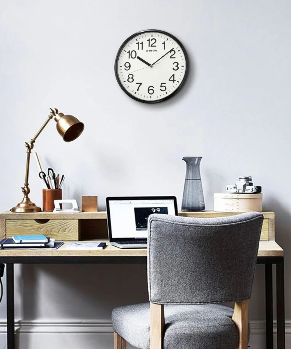 OPEN BOX 12" Business Wall Clock Black Glass Cover - Image 2