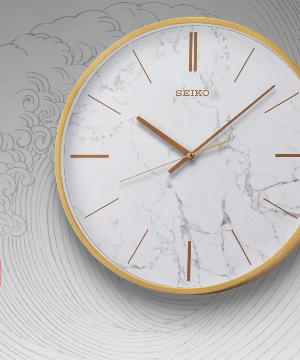 OPEN BOX 16" Wall Clock Carrara Gold & White Marble Effect Metal Case/Glass Cover - Image 7