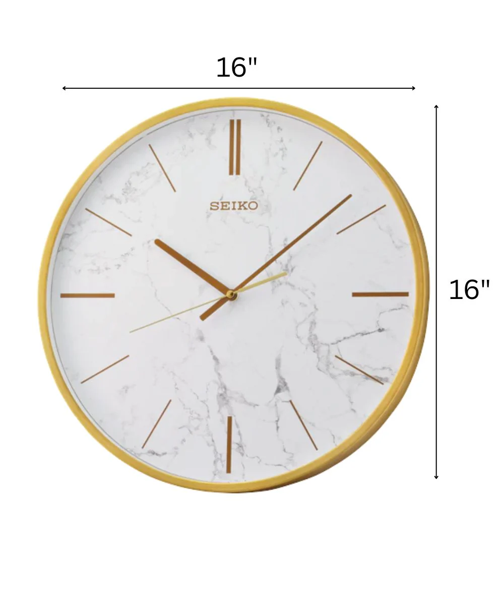 OPEN BOX 16" Wall Clock Carrara Gold & White Marble Effect Metal Case/Glass Cover - Image 8