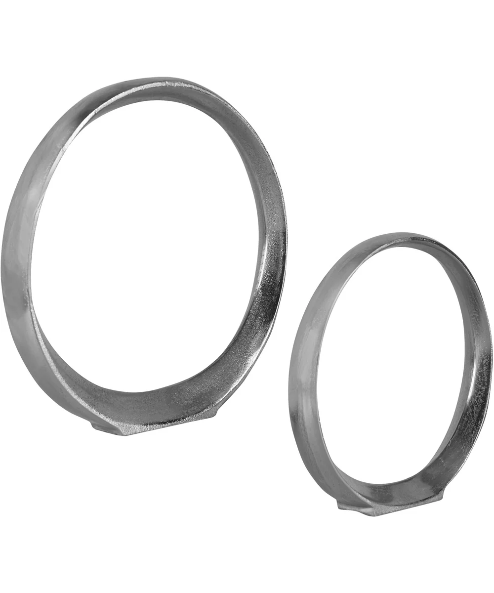 Orbits Nickel Ring Sculptures, Set of 2 - Image 3