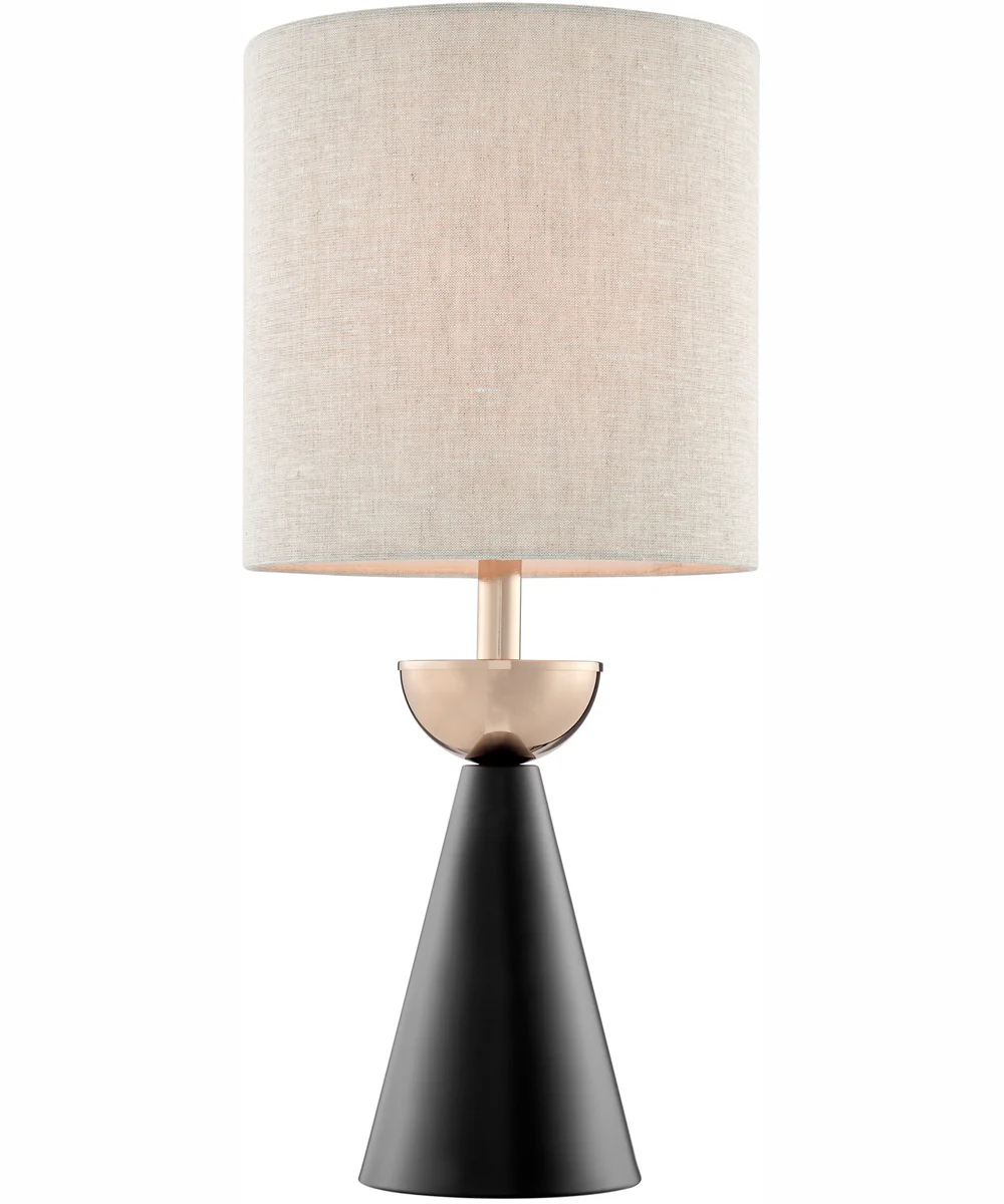 Oriela 1-Light Table Lamp Black/Gold/Linen Fabric Shade