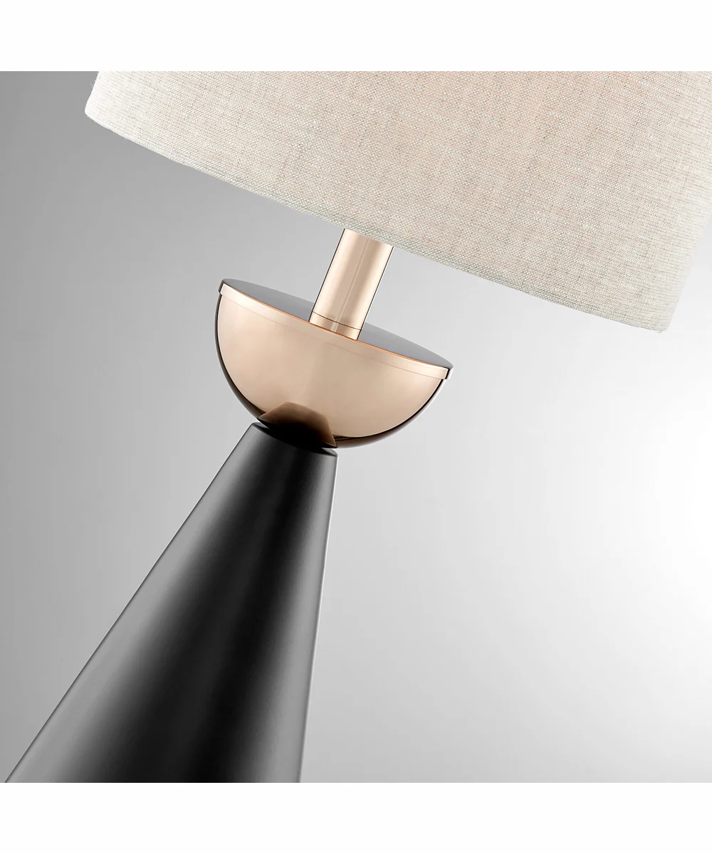 Oriela 1-Light Table Lamp Black/Gold/Linen Fabric Shade - Image 2