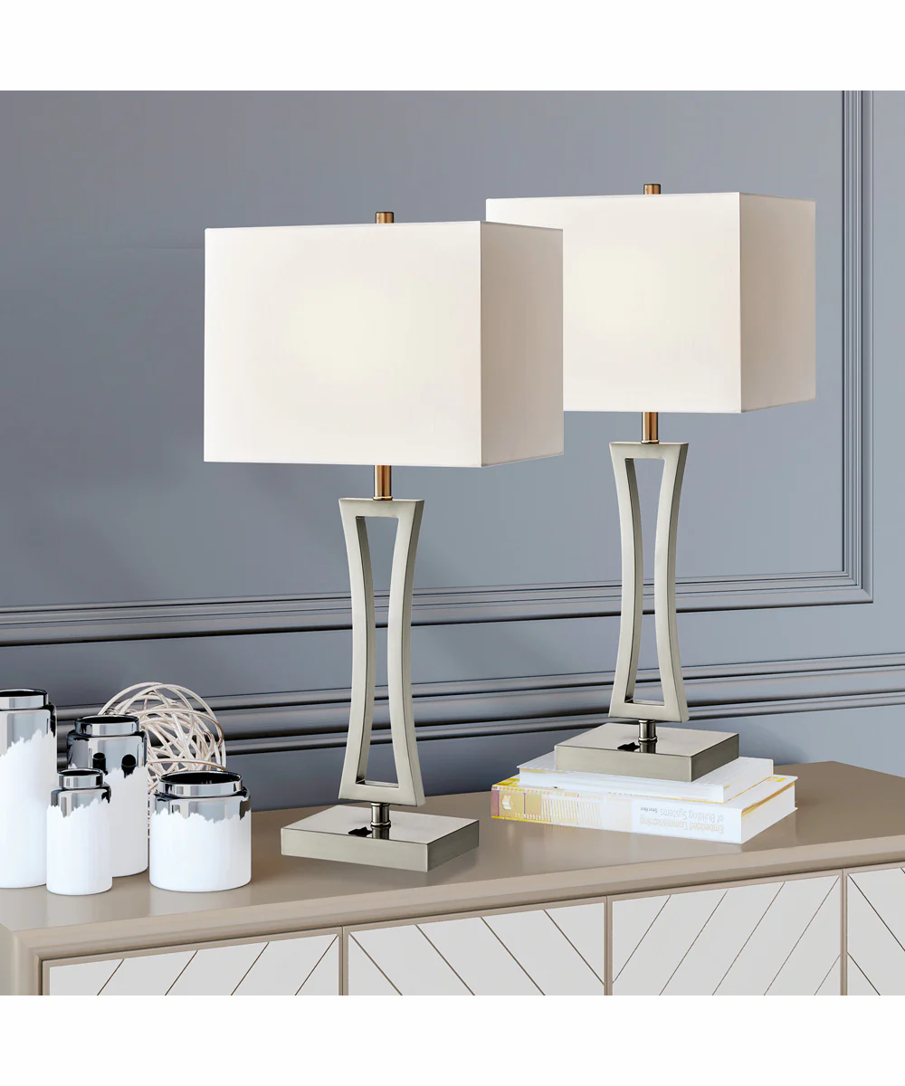 Orleano 2-Light 2 Pack-Table Lamp Brushed Nickel/Fabric Shade With Usb - Image 10
