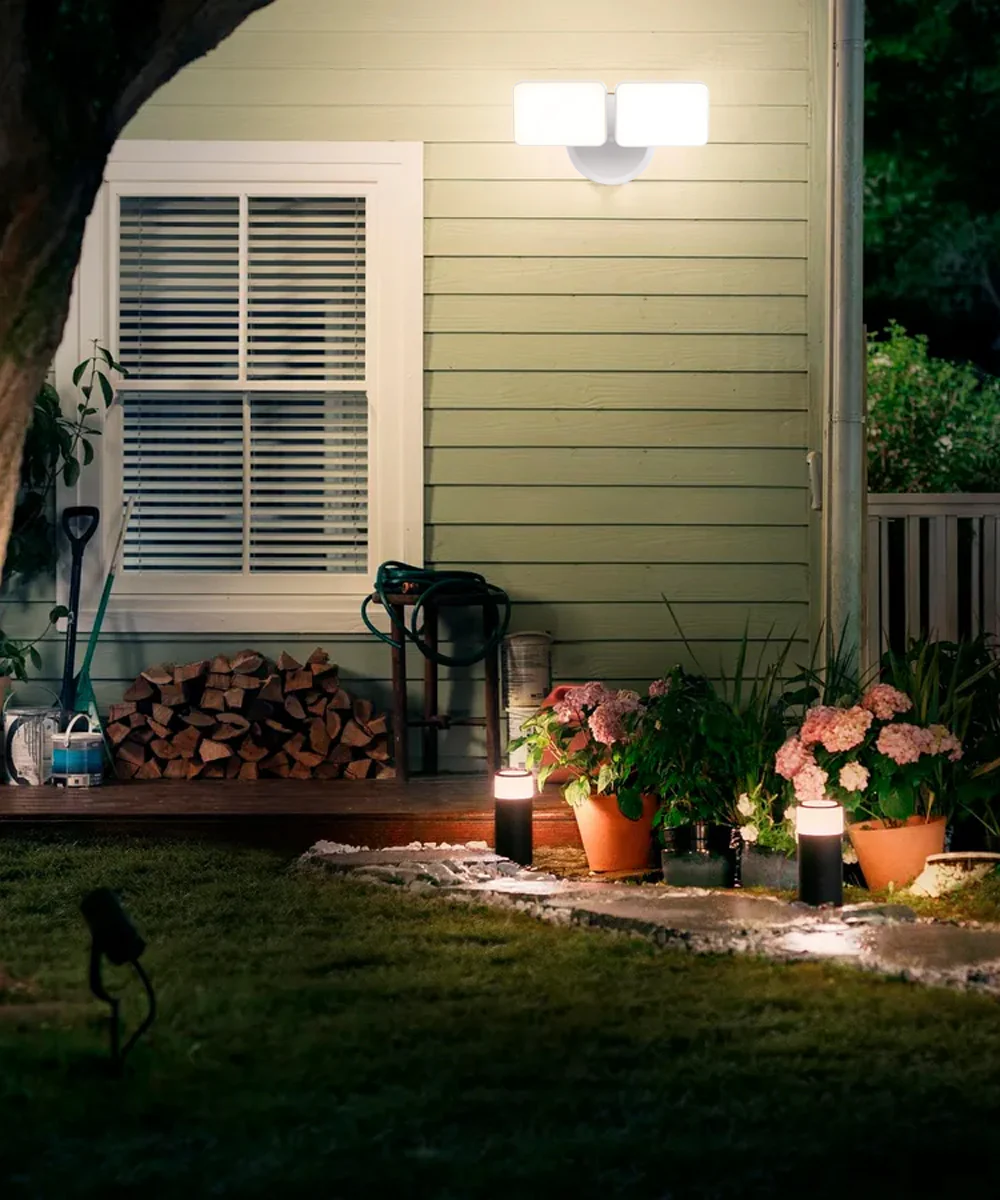 Outdoor LED Dual Head Wall Spot Light 2 Light Dusk to Dawn, White Finish 6"H - Image 3