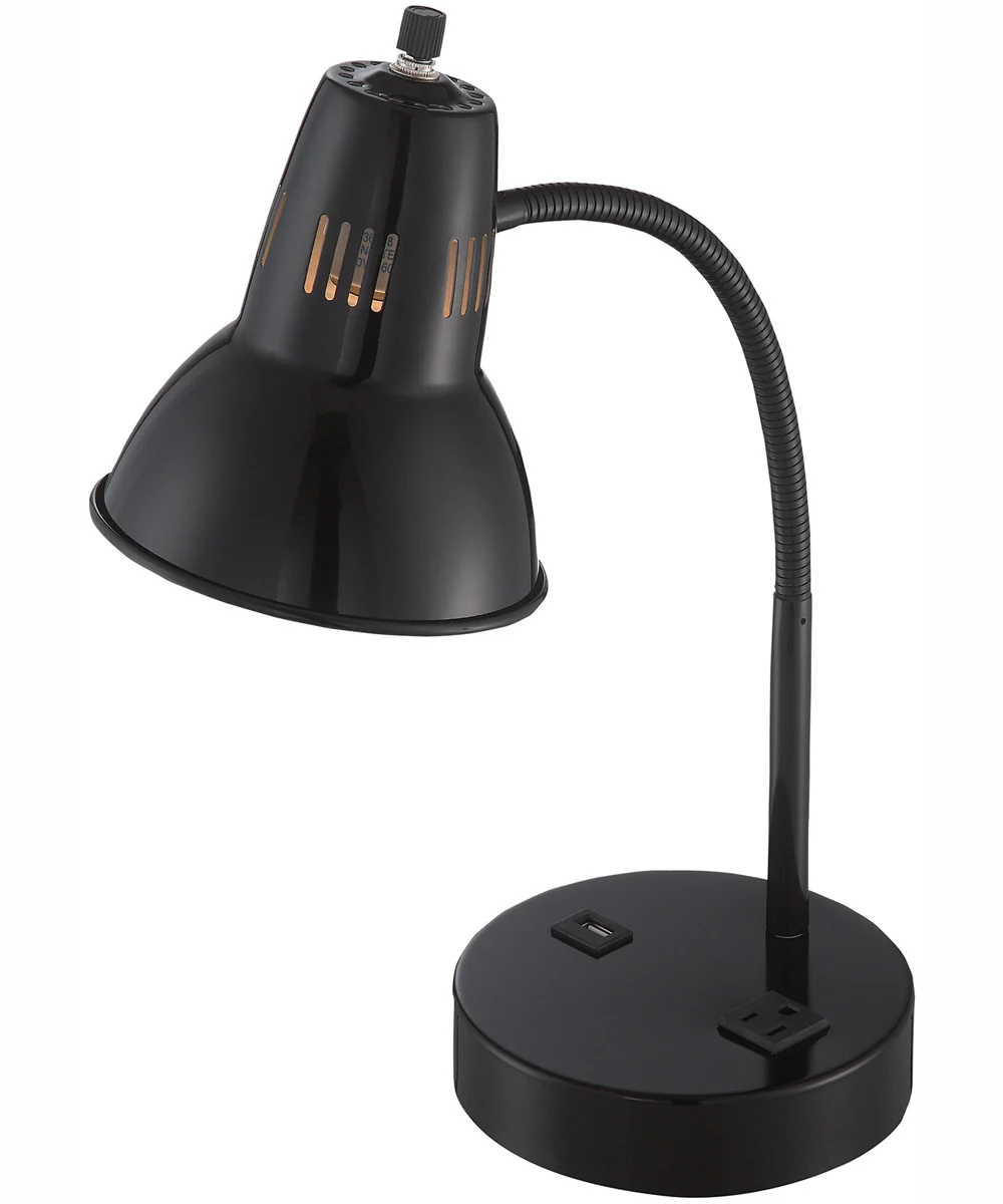 Pagan 1-Light Desk Lamp Matt Blackwith Outlet And Usb Charging - Image 2