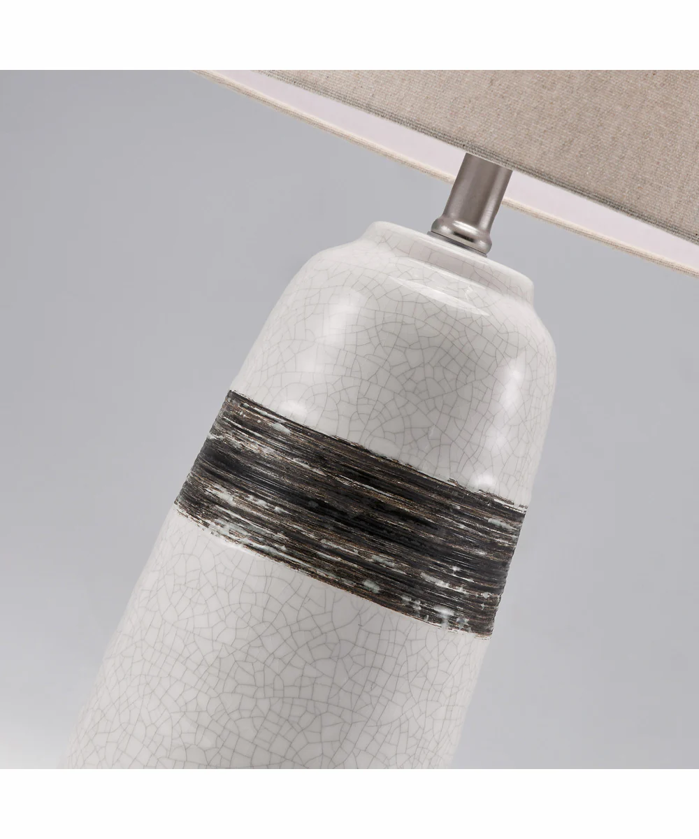 Paiva 1-Light Table Lamp 2-Tone Ceramichrome/ Oatmeal Linen Shade - Image 2